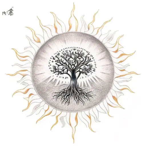 Sun With Tree Of Life