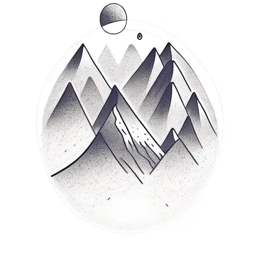 A Lineal Minimalist Tatto With A Sunset And Mountains To 10 Cm