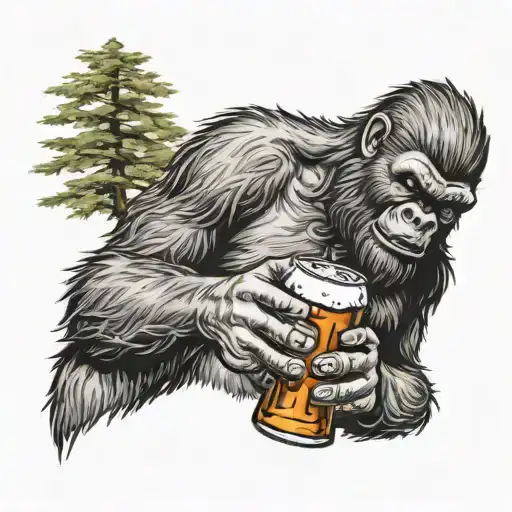 Bigfoot Drinking Beer