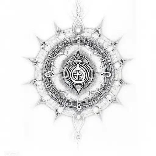 An Intricate Chakra Design Incorporating Elements Of Chemistry And Spirituality