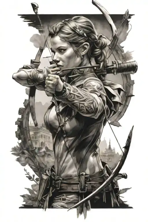 Female Archer Aiming