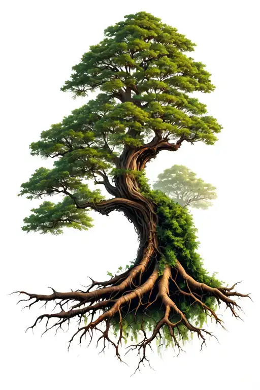 Half -In -Live Tree Half Dead With Roots