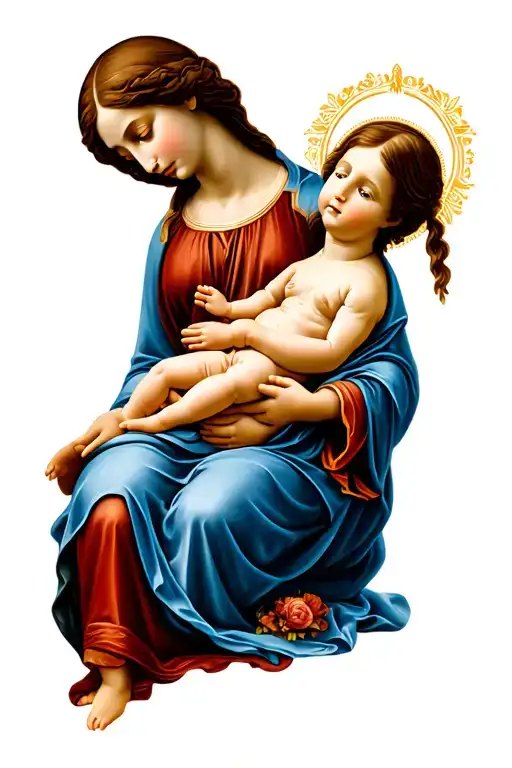 Baby Jesus And Mary Holding Baby