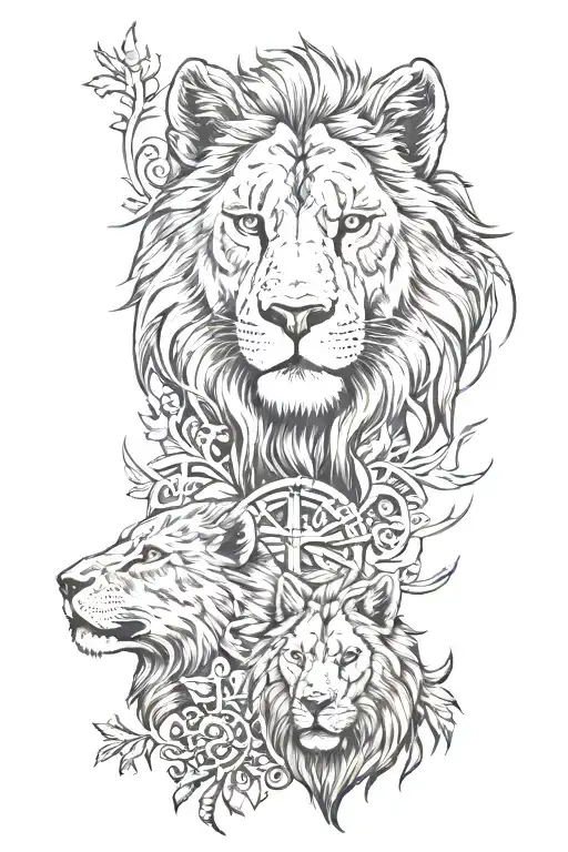 Lion And Nordic 2 Wolves Skoll