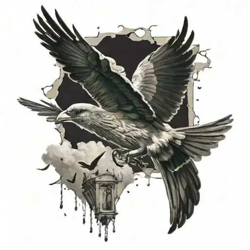 Bird Flying Away While Being Dragged Down By An Archor