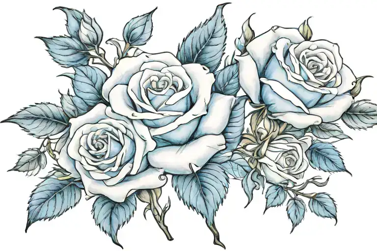 1 White Roses 1 Blue Rose And 1 Baby Blue Rose Bud