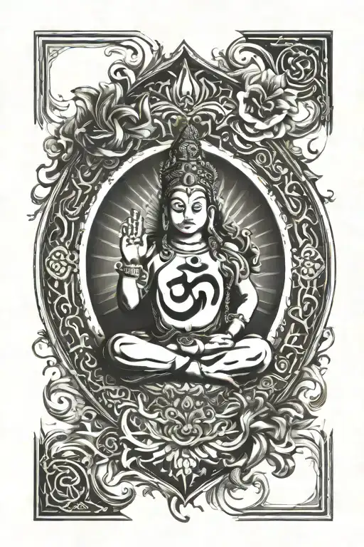 Om Symbol Surrounded In A Circle With The Shiva Deity