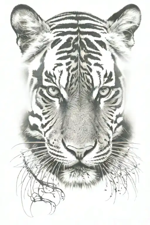 Tiger Head Facing Forward With Different Reflection