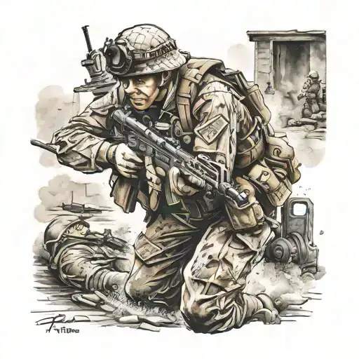 Solider Being Caught Cross Fire