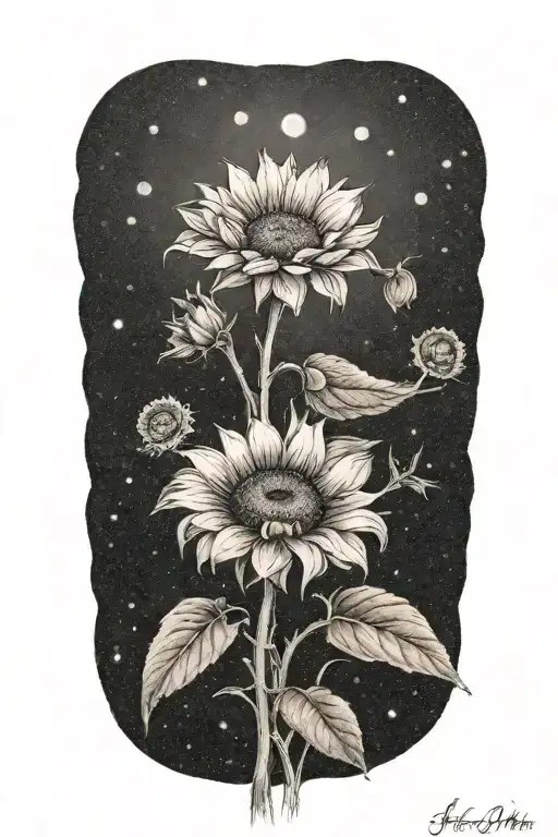 Orange Poppy And Sunflower Under Sky