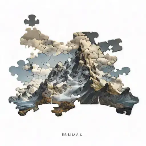 A Montain With Cloud In A Puzzle