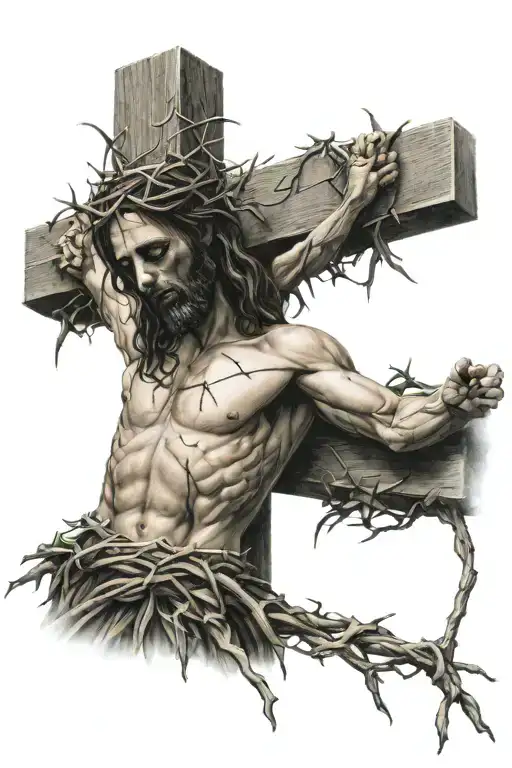 Jesus On Cross With Thorns