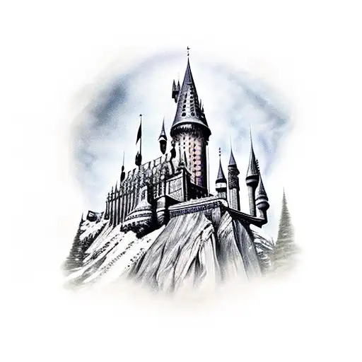 An Enchanting Hogwarts Castle With A Guitar As Its Foundation
