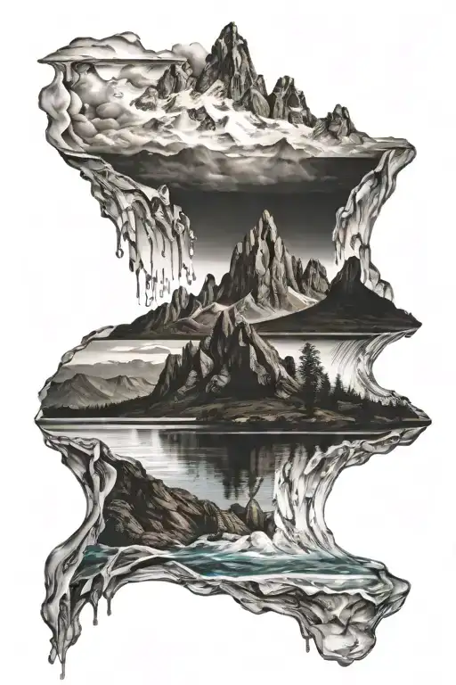 Distant Montain With Water At The Bottom