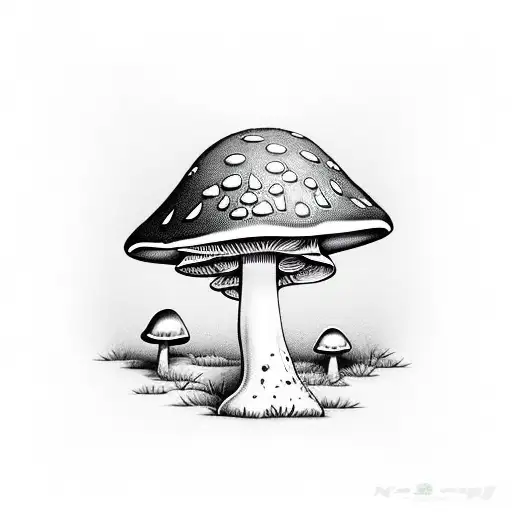 Mushroom Amanita In Front Of A Misty Forest