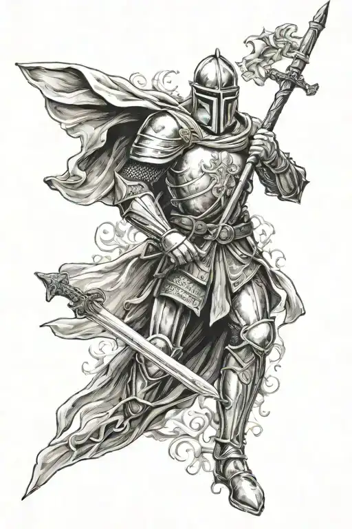 Crusader Holding Sword