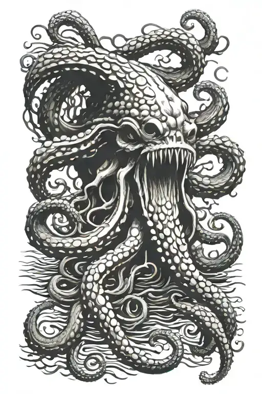 Kraken Rising From The Depths Surrounded