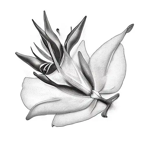 Arm Sleeve With Bird-of-paradise Flower And Cardinal