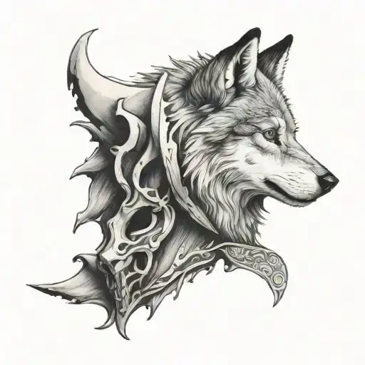 Wolf Head With Sasuke Cursed Mark Merged