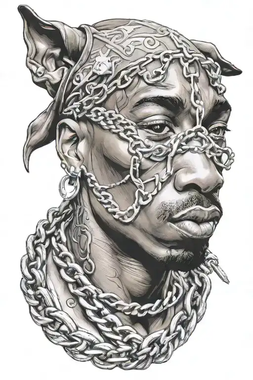 Tupac Holding A Pitbull Chain