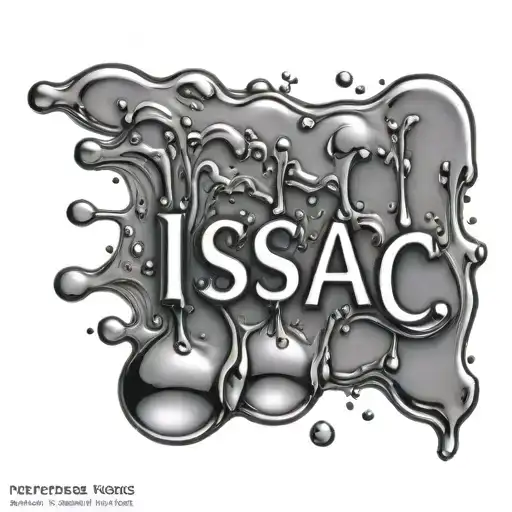 Realistic Water Droplets Spelling Out The Name Isaac In A Unique Font