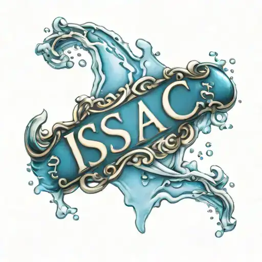 Realistic Water Blue Bracelet Spelling Out The Name Isaac In A Unique Font