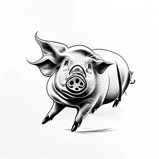 Pig Flying Abstract