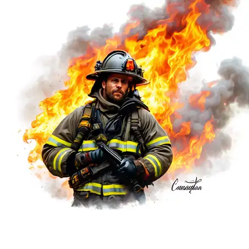 Canadian Firefighter Battling Flames