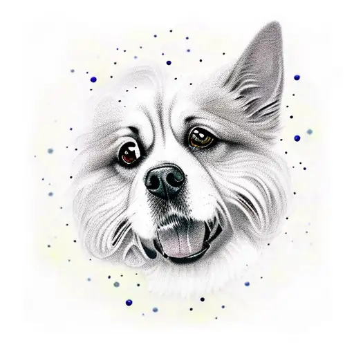 A Realistic Portrait Of A Dog With Galaxies And Constellations Inside Its Fur