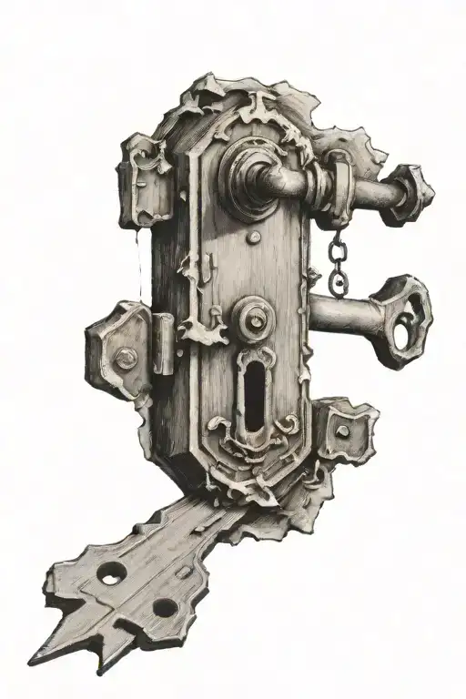 And Old Door That's Tearing With A Broken Key Unlocking