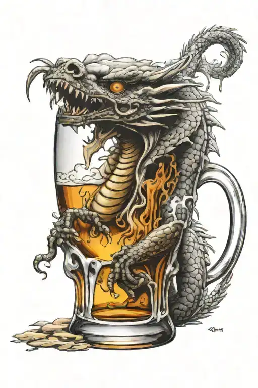 Asian Dragon Drinkin Beer Mug Glass With Rum