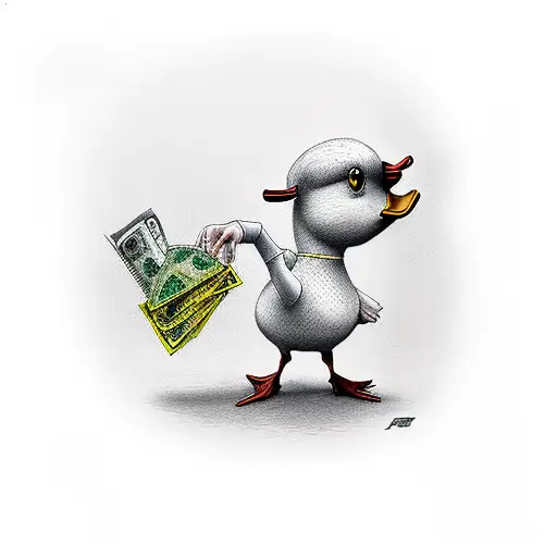 Professor Duck Holding A Bag Of Money