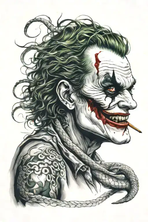 Joker Why So Serious And Snake Wrapped Down Outter Arm