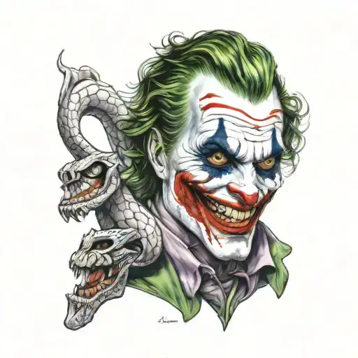 Joker Face With Cobra Going Down Arm Sleeve
