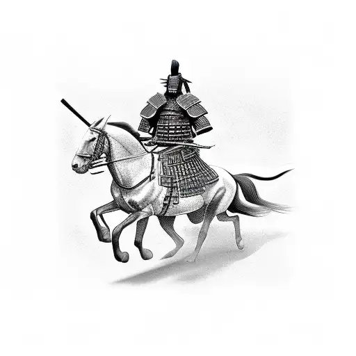 Samurai Riding On A Black Horse