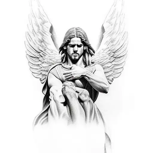 Achilles With Angel And Greek In The Background