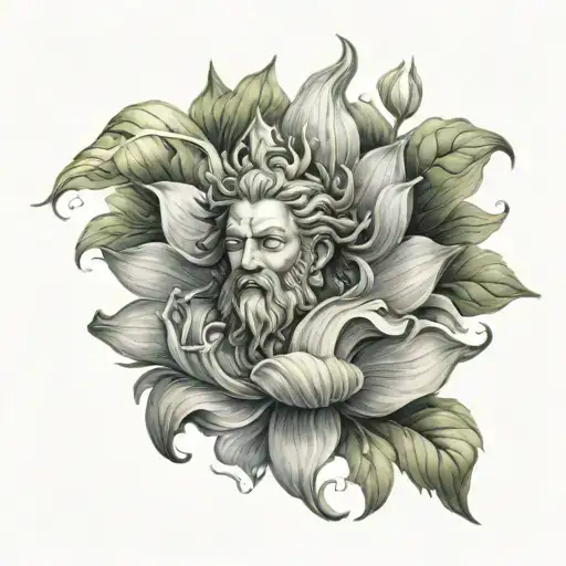 Poseidon In The Lotus Flower Blooming