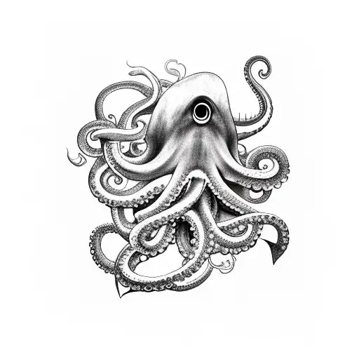 Nautical Kraken Octopus Shark Ship Sea