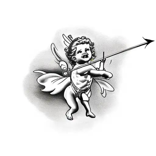 Cupid Firing With A Bow And Arrow As A Rose