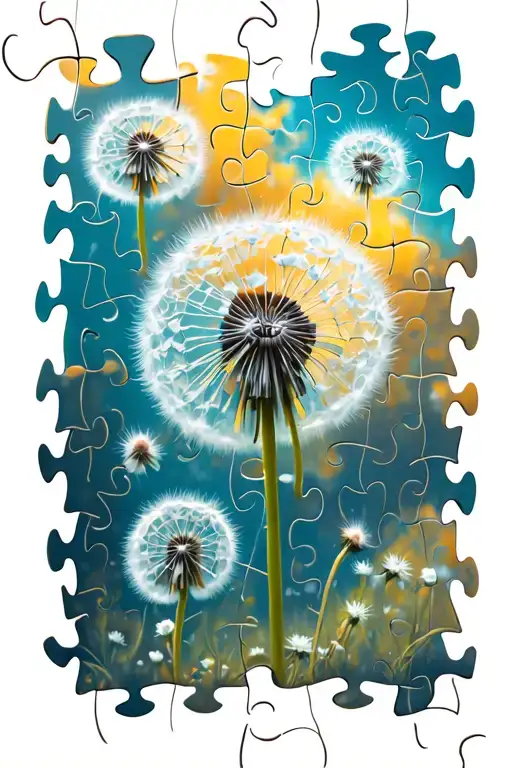 Dandelion Puzzle Pieces Flying Away