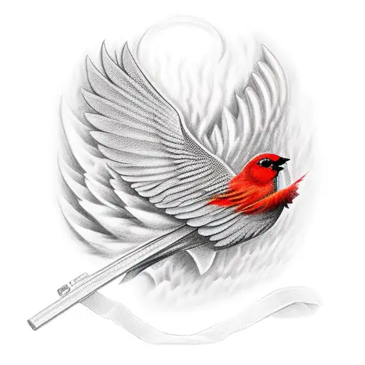 Firefighter With A Red Bird