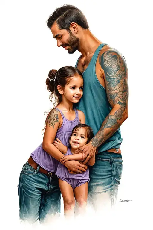 A Dad Whit Two Little Girls