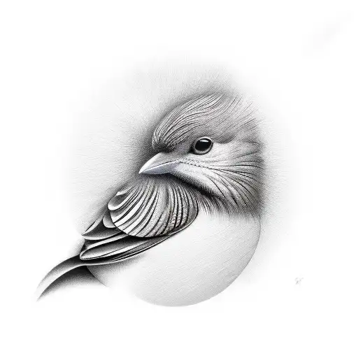 A Realistic Depiction Of A Bird Shedding A Single Tear Made Of Feathers