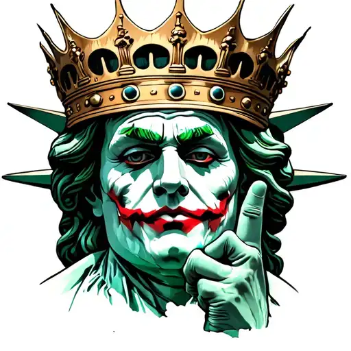 Statue Of Liberty Pulling The Finger We Are In A Crown With The Joker Face