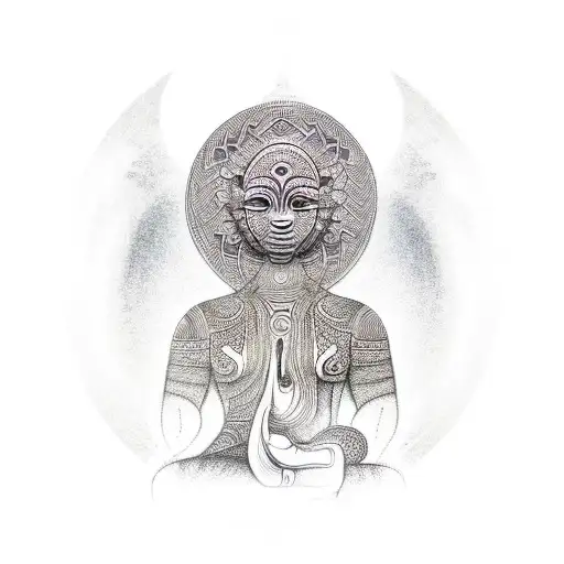 A Serene Meditating Figure With African Tribal Patterns As The Background