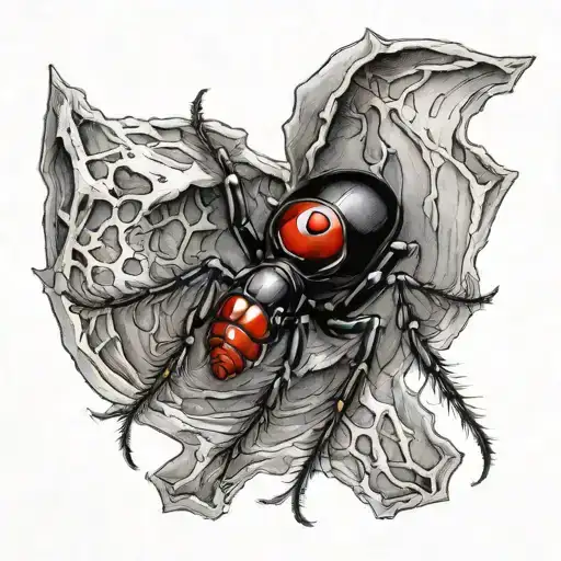 Black Widow Crawling Out Of Skin Opening