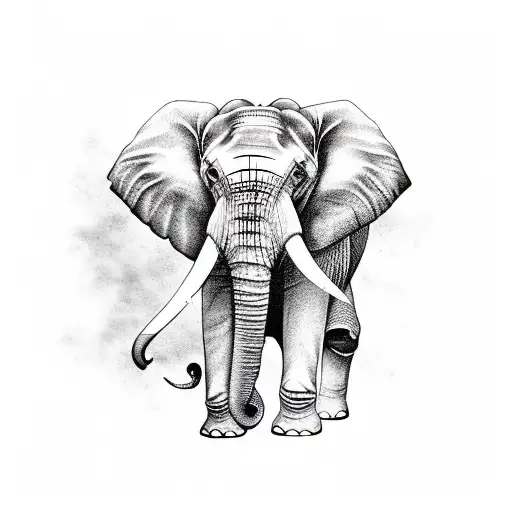 Elephant Warrior With Red Paint On Face