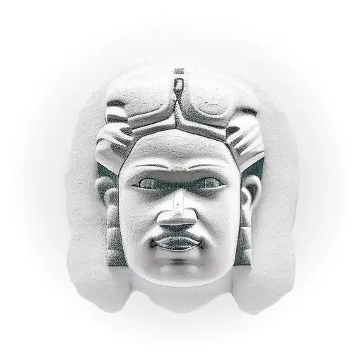 3D Precolumbian Statue Of A Father With A Son And Daughter