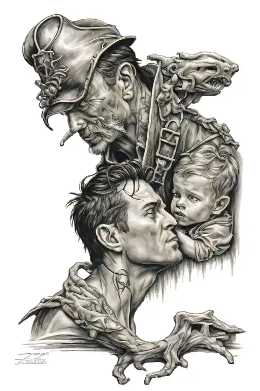 A Masculine Tattoo Representing A Love Between Father And Son