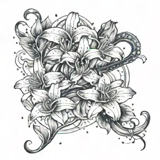 Aquarius Zodiac Sign And Constellation Intertwined With Lily